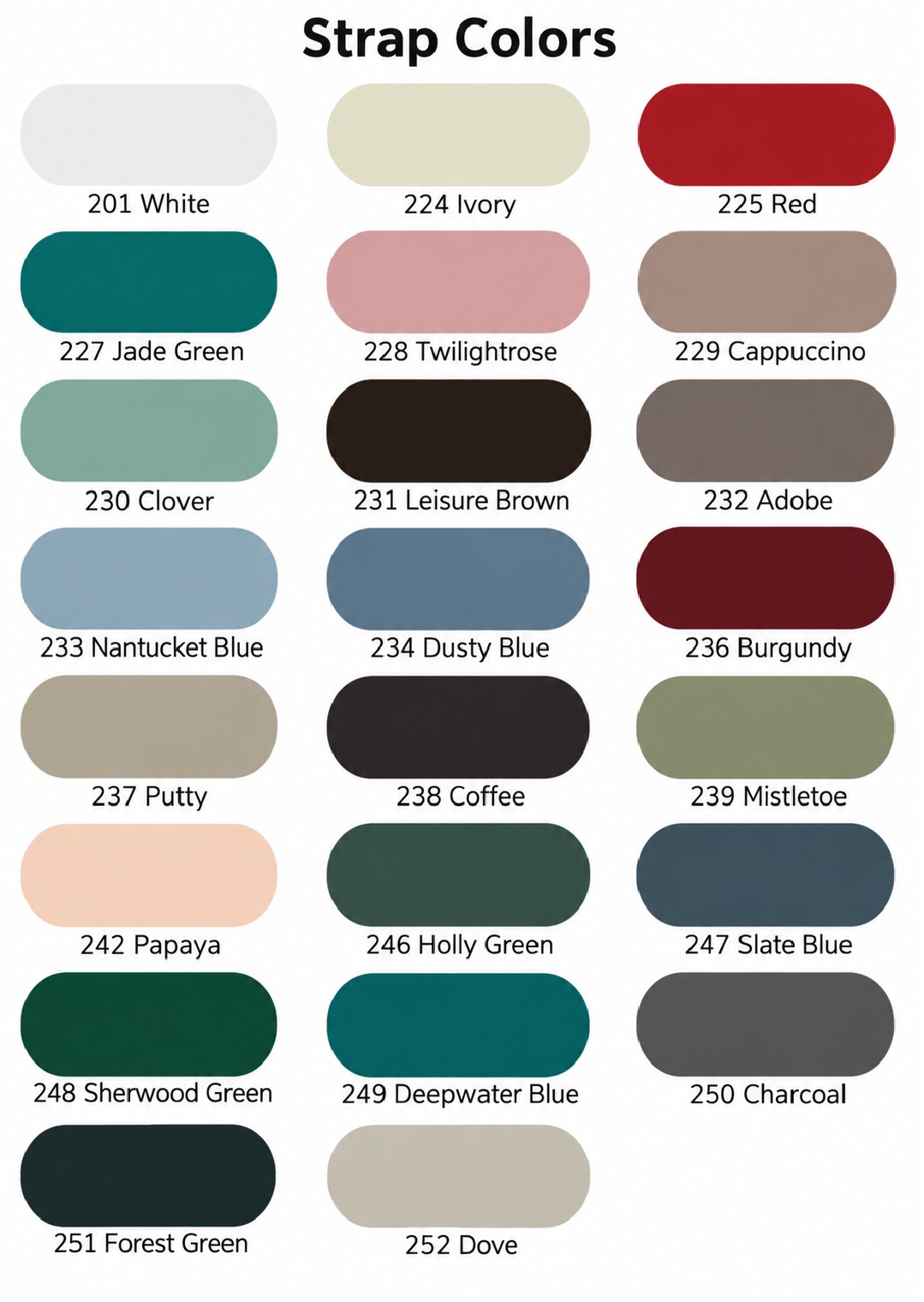 Strap Colors - patio furniture vinyl straps